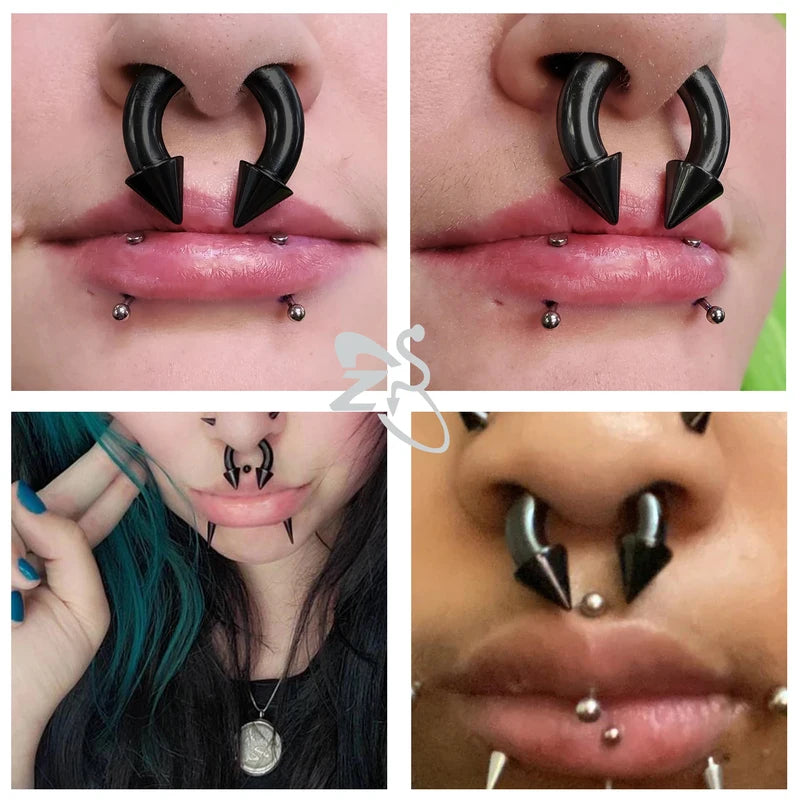 Piercing Nose Ring Barbell Spike Horseshoe Septum Ear Expander 14G-8G
