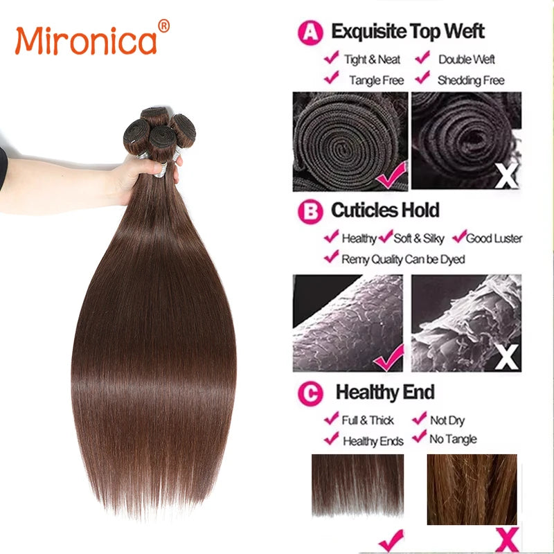 Human Hair Bundles - Brazilian Straight Remy Hair Weave, 10-30 Inches
