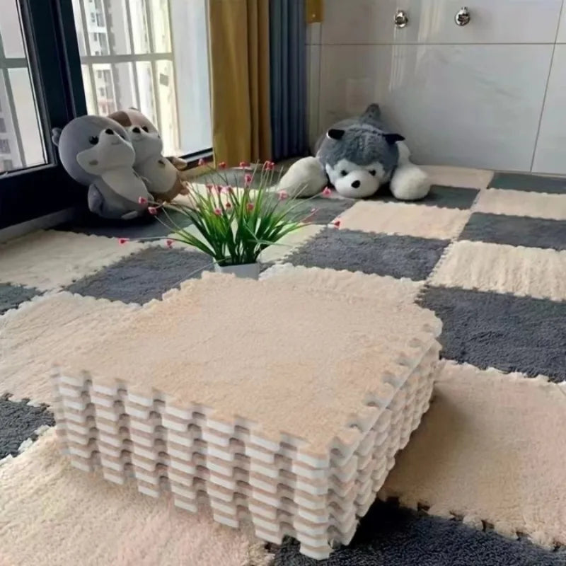 Interlocking Foam Carpet Tiles for Bedroom & Window Mats - Washable & Cuttable, 48PCS