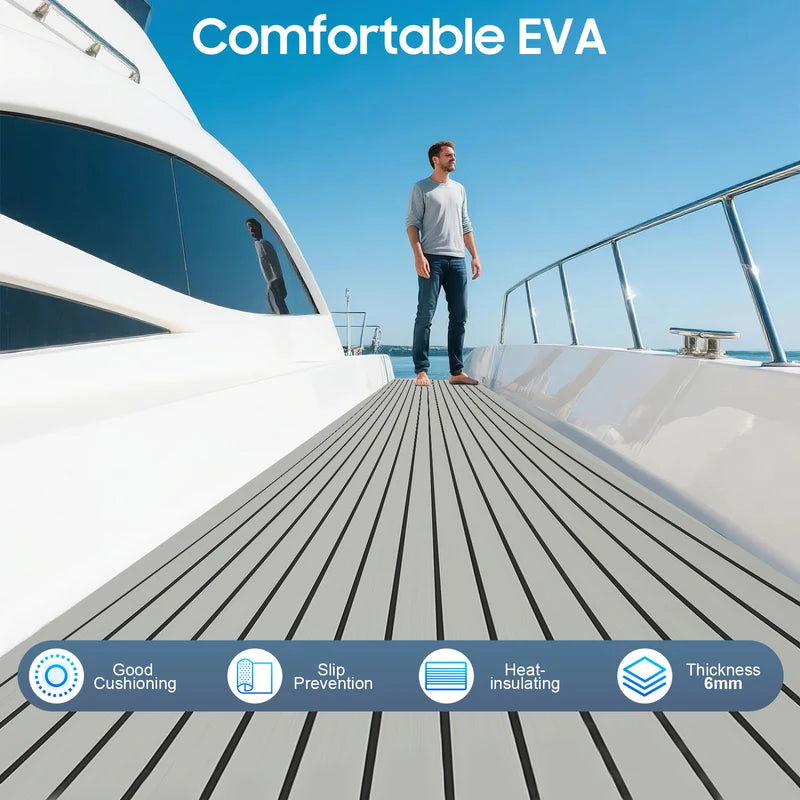 EVA Foam Yacht Decking Mat - Anti-Slip Boat Floor Covering with Self-Adhesive Backing