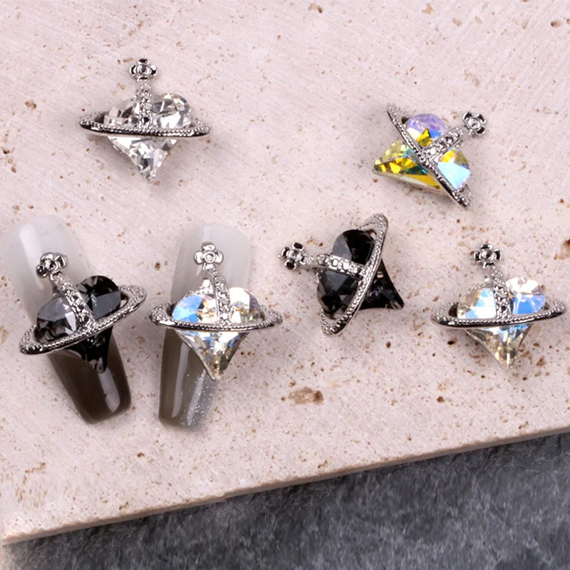 10pcs Nail Rhinestone Charms Set Silver Gold Nail Art Accessories DIY Luxury Parts