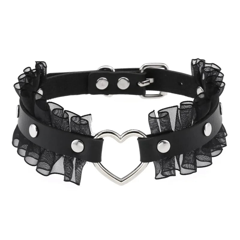 Leather Spiked Punk Collar Necklace for Women Men Gothic Jewelry