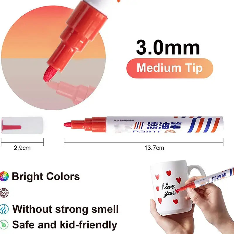 Oil Based Paint Markers for Car Scratch Repair and Crafting - Waterproof & Permanent