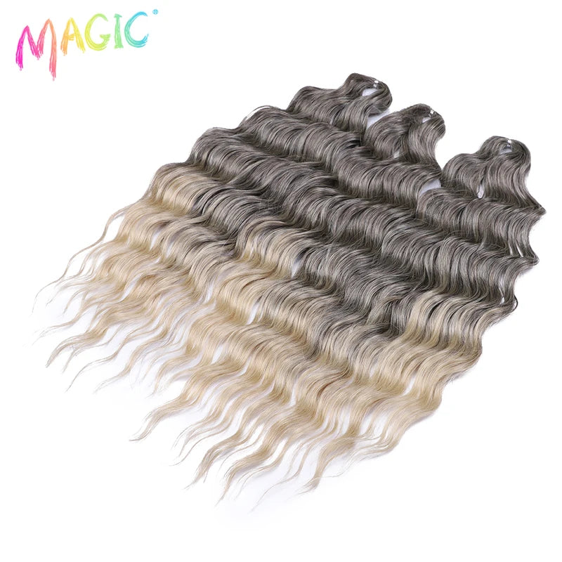 Water Wave Braiding Hair Extensions - Ombre Blonde, Deep Curl, 24 Inch Afro Twist