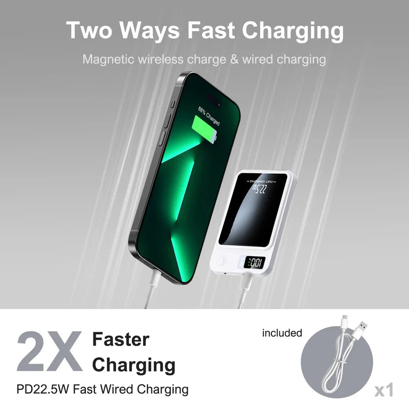 Wireless Magnetic Power Bank 10000mAh Fast Charging Portable Power Bank with LED Display