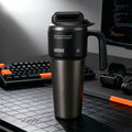 Insulated Stainless Steel Water Bottle with Flip Lid & Straw - 1L Vacuum Thermos Mug for Travel & Home