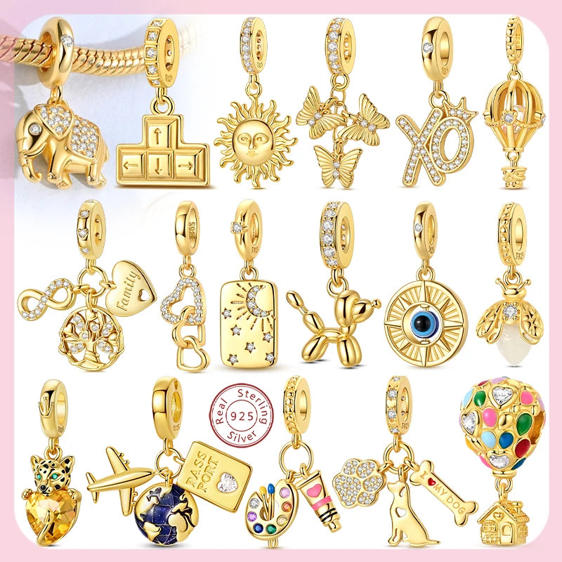 Sterling Silver Butterfly Balloon Dog Charm Pendant for Jewelry DIY Crafting
