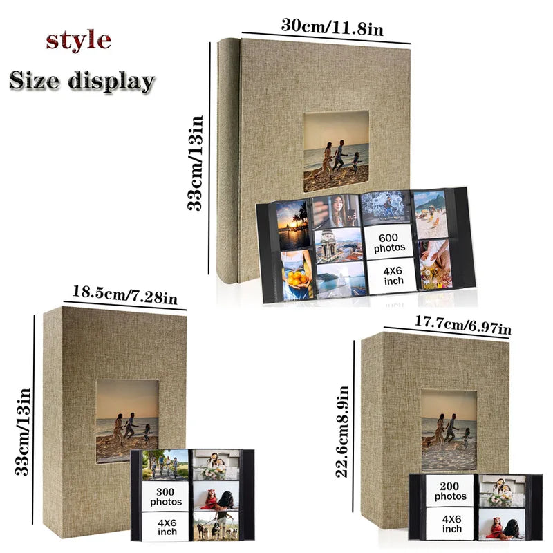 Linen Photo Album 4x6 with 600 Pockets Horizontal & Vertical Storage