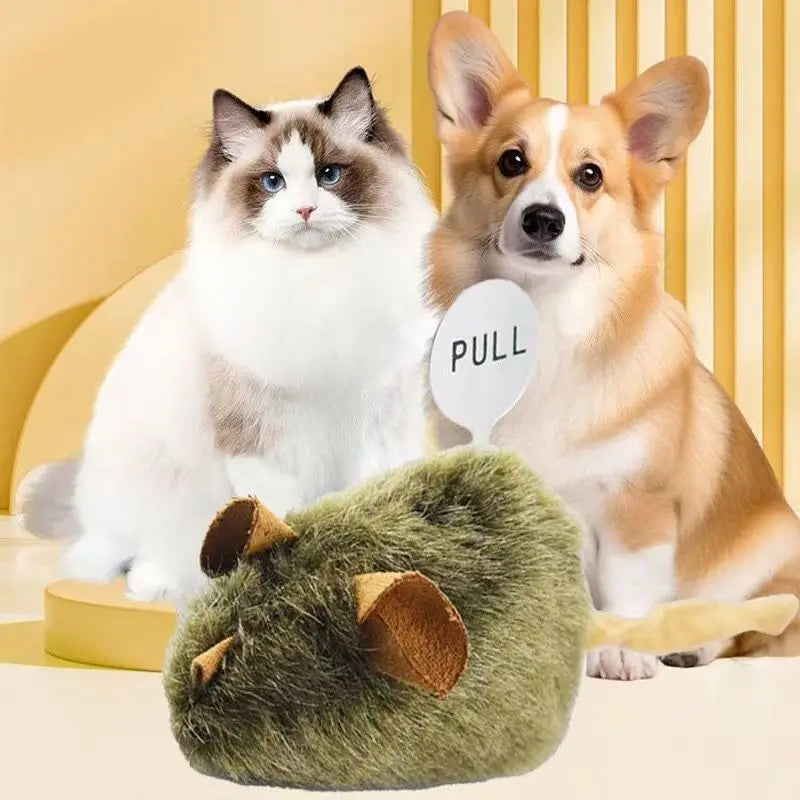 Interactive Plush Cat Toy Mouse with Chirping Sound - Bite-Resistant Kitten Toy, 14cm