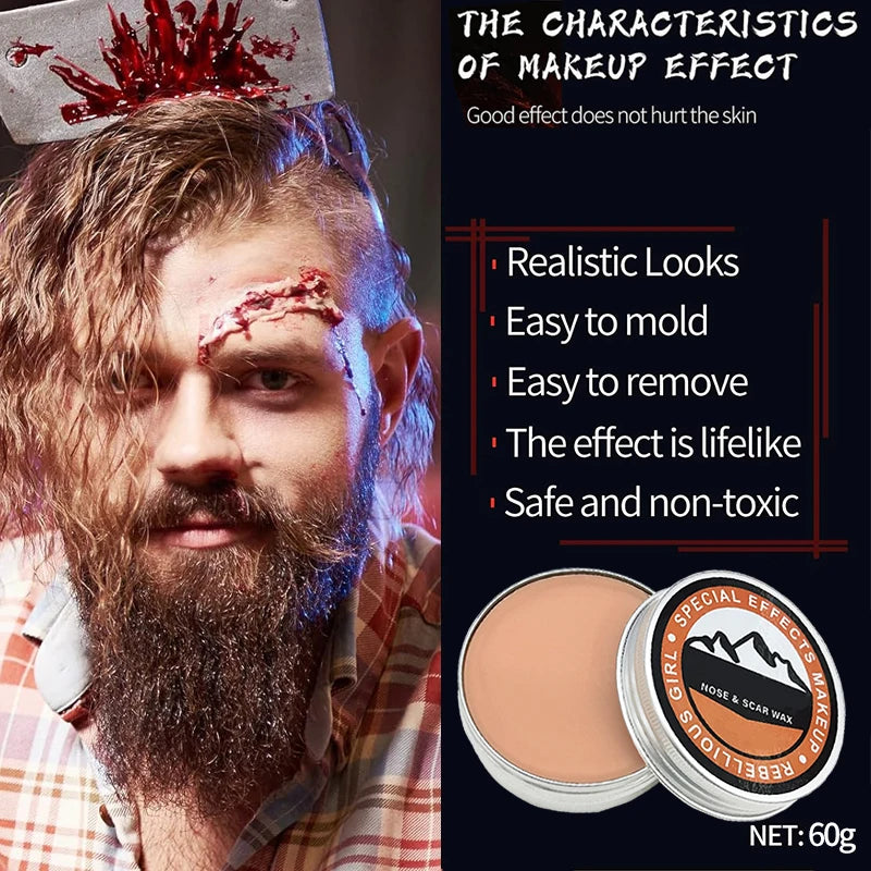 60g Scar Wax for Special Effects Makeup, Fake Wounds & Halloween Cosplay