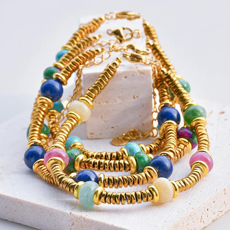 Colorful Natural Stone Beads Chain Bracelets for Women - Trendy Jewelry Gift