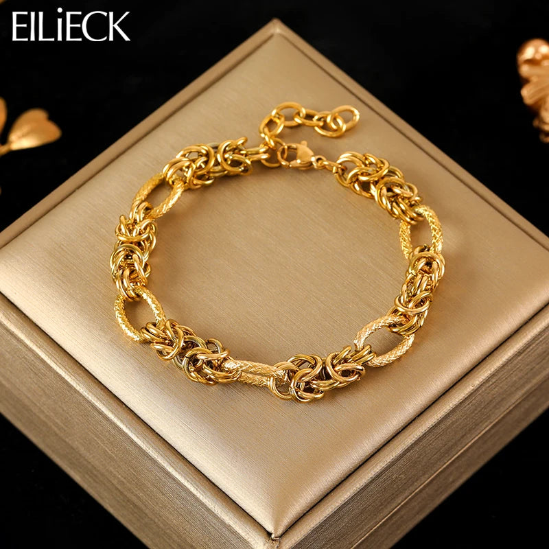 Trendy 316L Stainless Steel Twisted Bracelet Bangles for Women - Gold Plated Waterproof Jewelry Gift