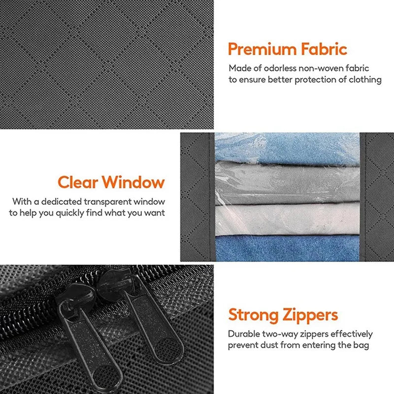 Foldable Clothes Storage Bag Large Capacity Blanket Organizer with Handles
