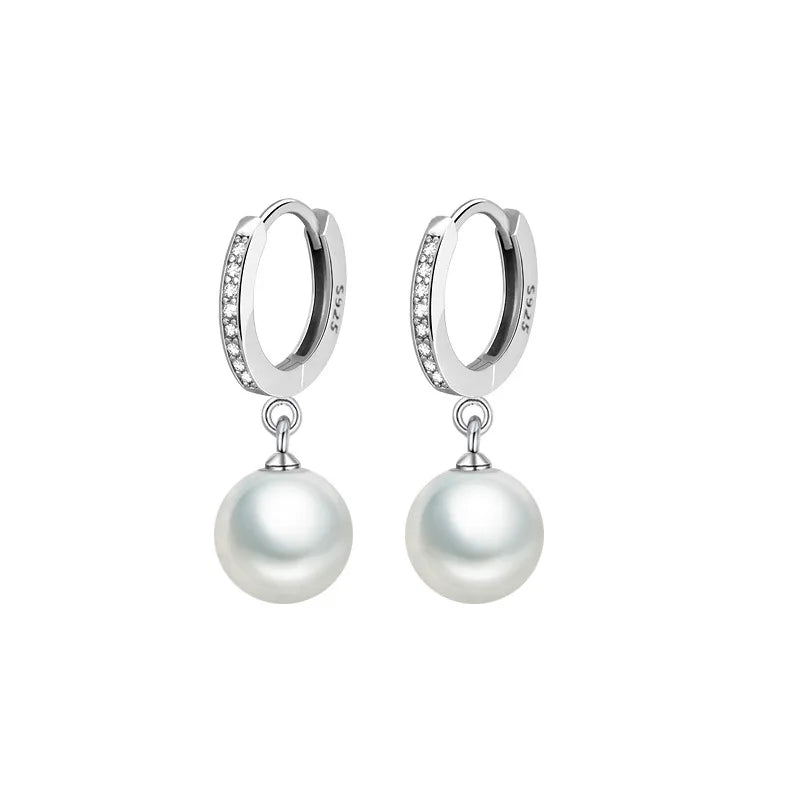 Freshwater Pearl Sterling Silver Earrings for Wedding & Party - Crystal Jewelry
