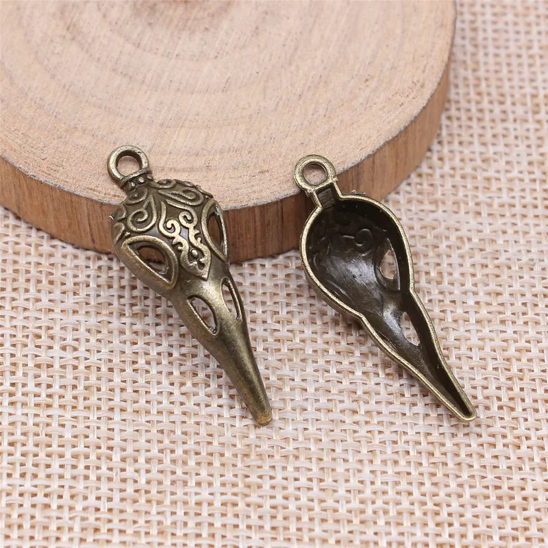 Skull Bead Charms 10pcs DIY Jewelry Making Zinc Alloy 35x13mm - Multiple Colors