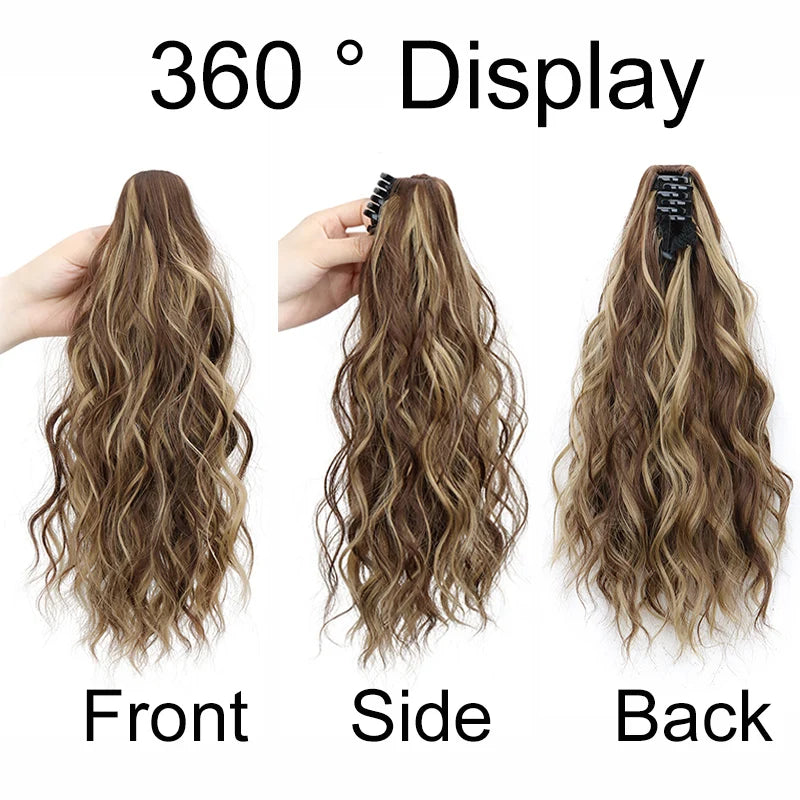 Short Curly Ponytail Hair Extension Claw Clip-In Hairpiece for Women