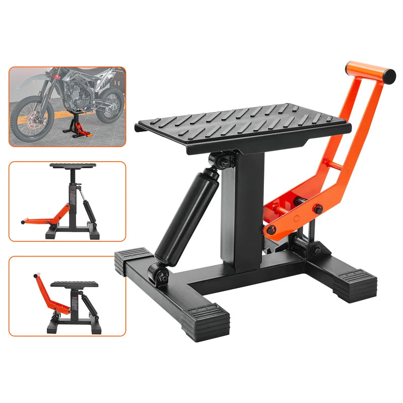 Motorcycle Lift Stand 440lb Heavy Duty Hydraulic Dirt Bike Hoist Adjustable Height