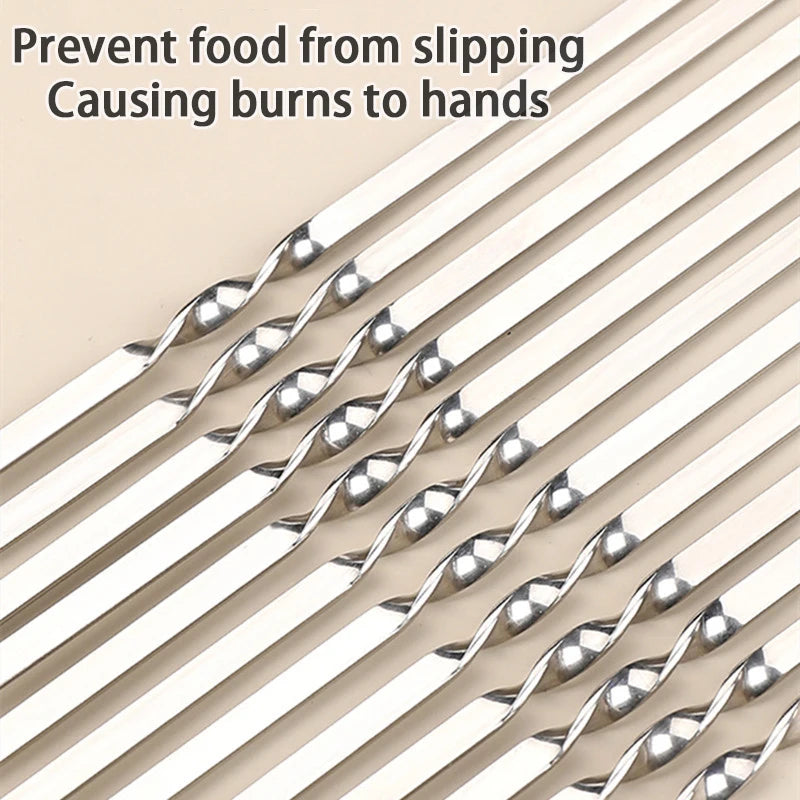 Reusable Stainless Steel BBQ Skewers Set - 10/15 Pcs, Non-Stick, Heat-Resistant for Outdoor Grilling