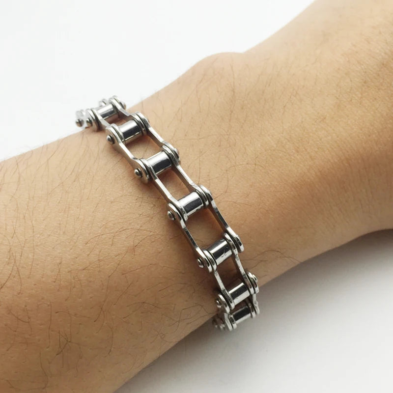 Mens Stainless Steel Biker Chain Bracelet Punk Jewelry Motorcycle Link Bangles