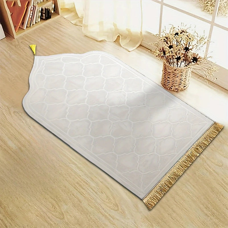 Thick Soft Prayer Mat with Tassel – Portable Embossed Cushion for Multiple Scenes