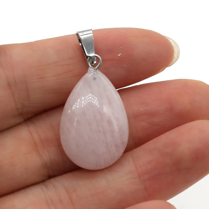 Natural Drop Shape Stone Pendant Crystal Jewelry Charm for DIY Making