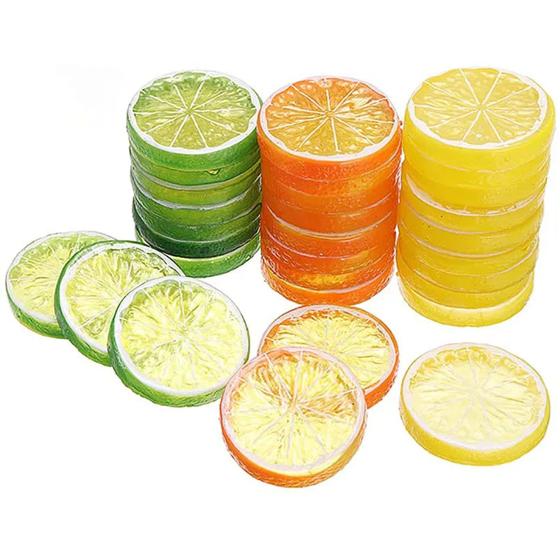 5pcs Artificial Fruit Decorations for Party & Holiday Home Decor - Lemon & Orange Props