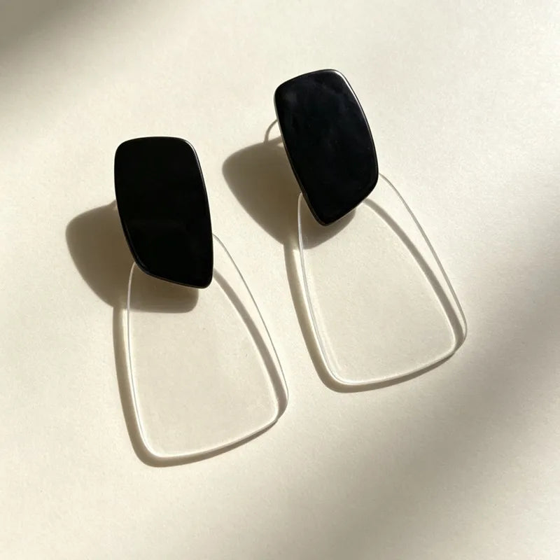 Clear White Black Acrylic Drop Dangle Earrings for Women - Geometric Statement Jewelry