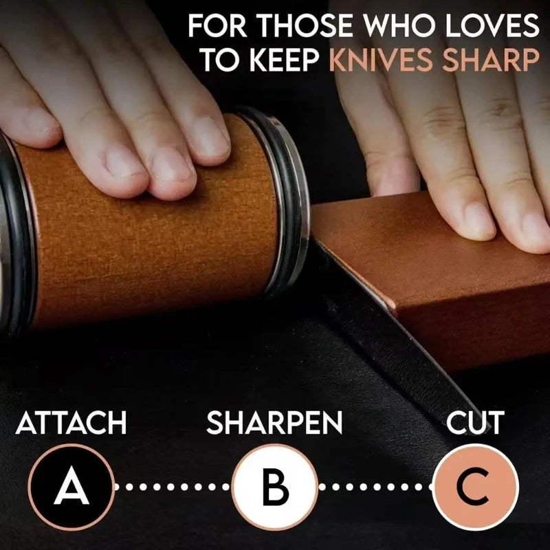 Double Sided Diamond Knife Sharpener with Magnetic Angle Roller for Kitchen