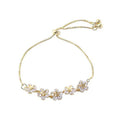 Gold Plated Crystal Flower Charm Bracelet for Women Wedding Gift Jewelry