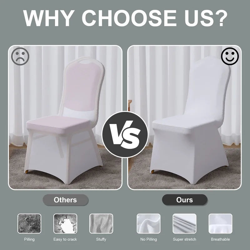 Stretch Spandex Chair Covers 10 Pcs Fitted for Wedding Party Banquet and Celebration