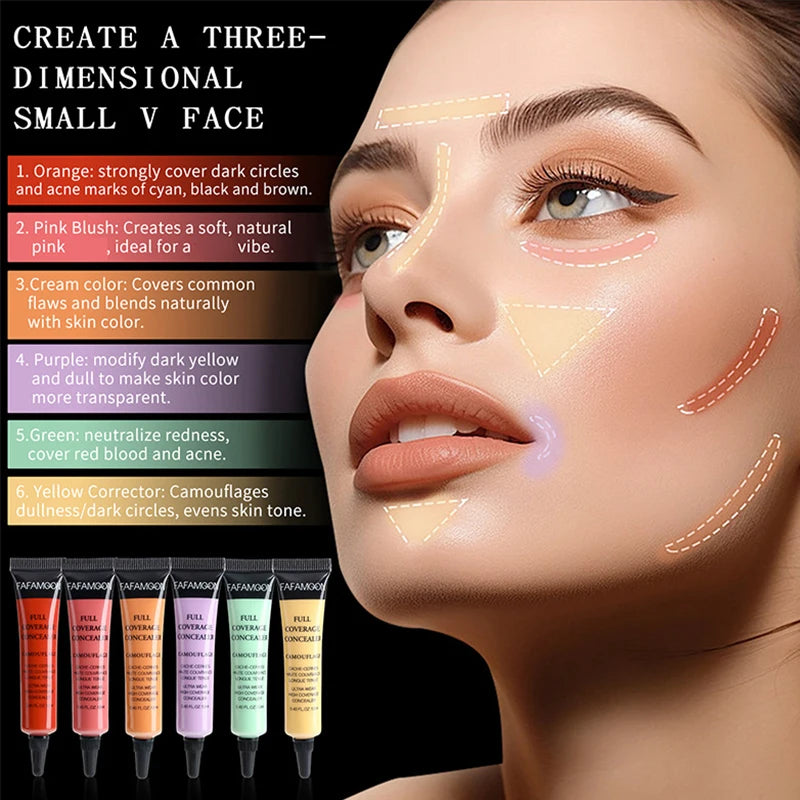 Full Coverage Waterproof Liquid Concealer with Oil Control for Face & Contouring