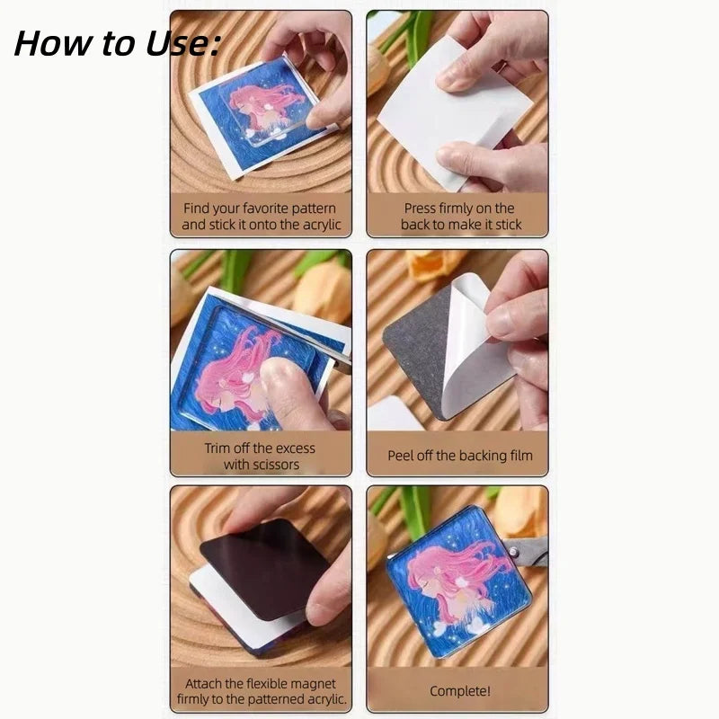 DIY Refrigerator Magnet Kit with Acrylic and Magnetic Sets - Creative Home Decor