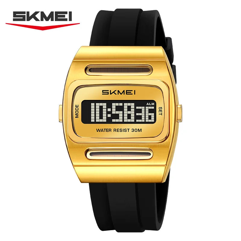 Digital Men’s Watch with Alarm Calendar Solar Power Luminous Display