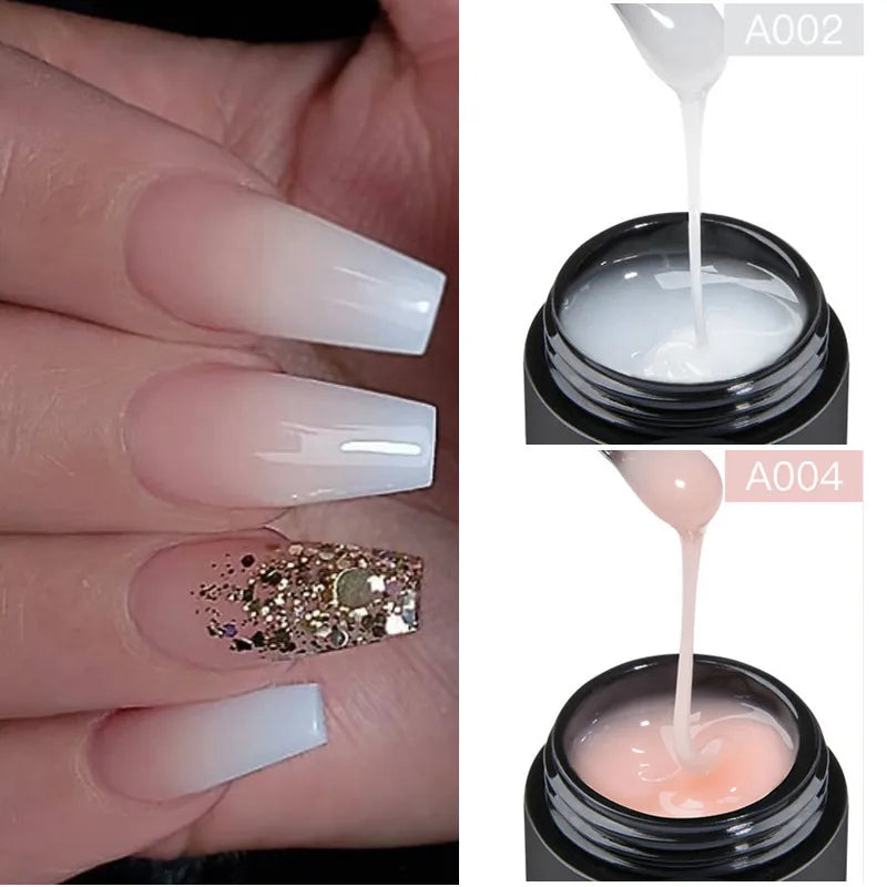 Nail Extension Gel Kit 2Pcs UV & LED Fast-Drying French Style Nail Art