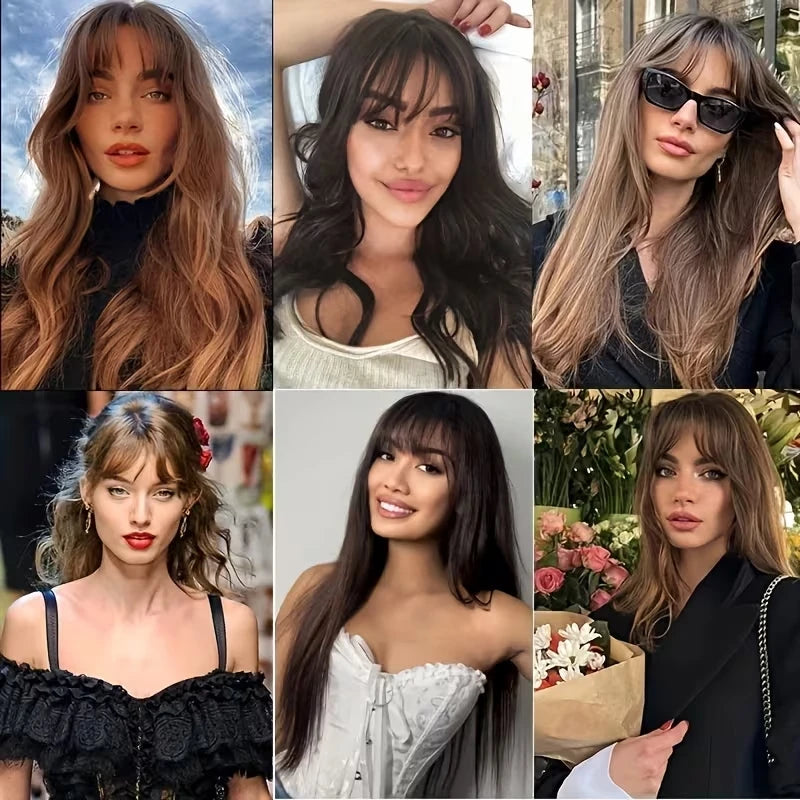 Clip-In Hair Bangs Extension Fake Fringe for Women - Synthetic Straight Hairpiece