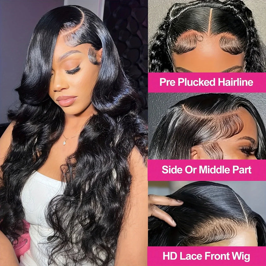 Deep Wave Human Hair Wig 13x6 HD Lace Front Pre-Plucked 200% Density for Women