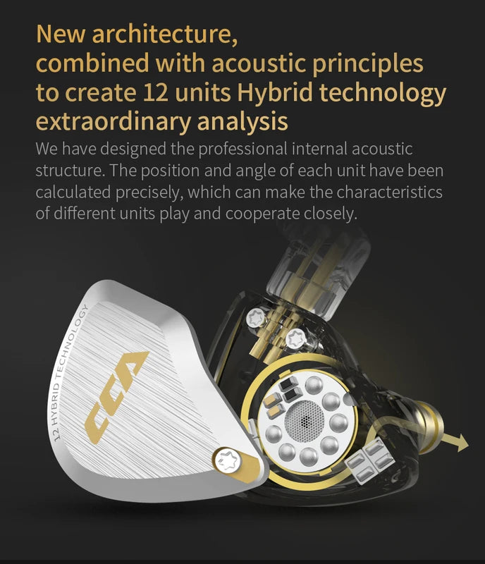 In-Ear Metal Headphones 5BA+1DD Hybrid HiFi Earphones with Noise Isolation