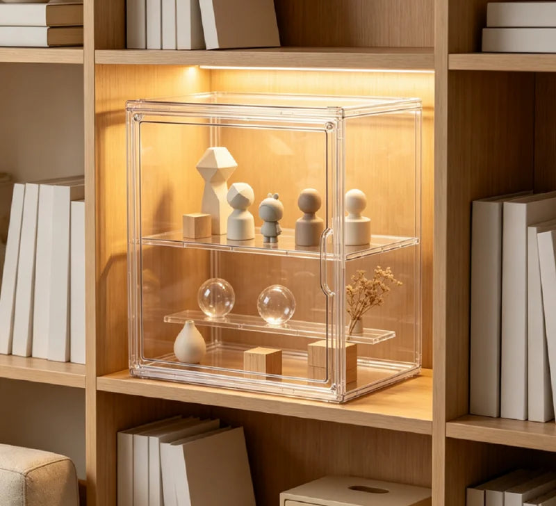 Clear Foldable Display Case for Collectibles Dustproof Storage Organizer Box