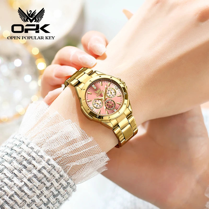 Luminous Waterproof Steel Nail Scale Watch - Ladies Quartz 6001