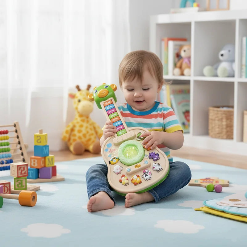 Children's Electronic Guitar with Animal Sounds Lights & Melodies Educational Toy