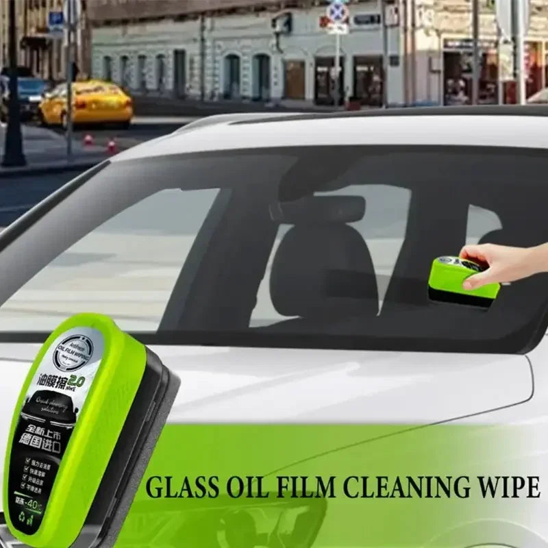 Car Glass Cleaning Brush Oil Film Remover & Sponge Dual-Purpose Tool