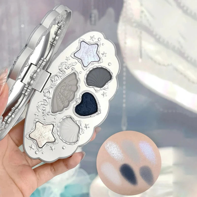 Flower Knows Shells Eye Shadow Palette 6 Colors Matte Shimmer Long Lasting Makeup