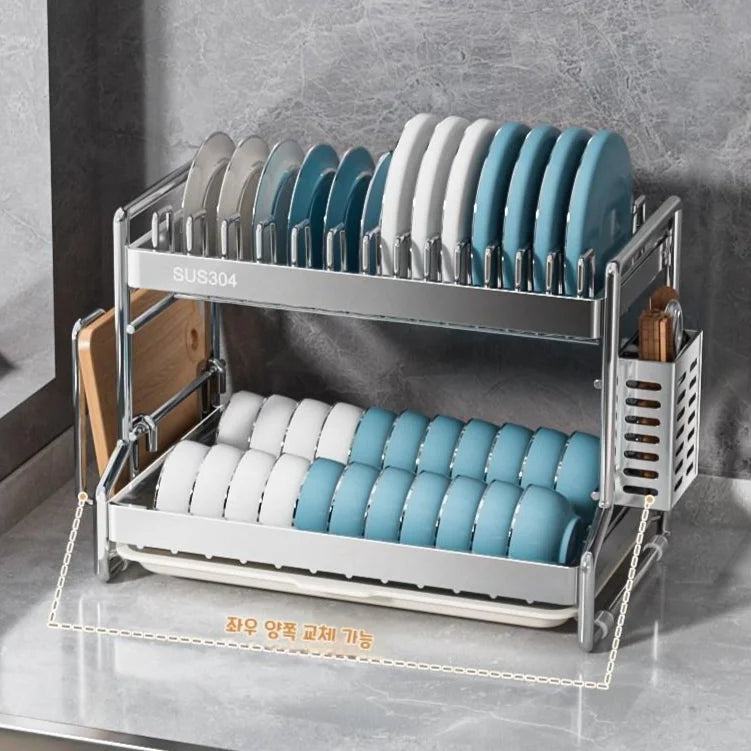 Stainless Steel Kitchen Storage Rack with Multiple Tiers for Plates Bowls Utensils