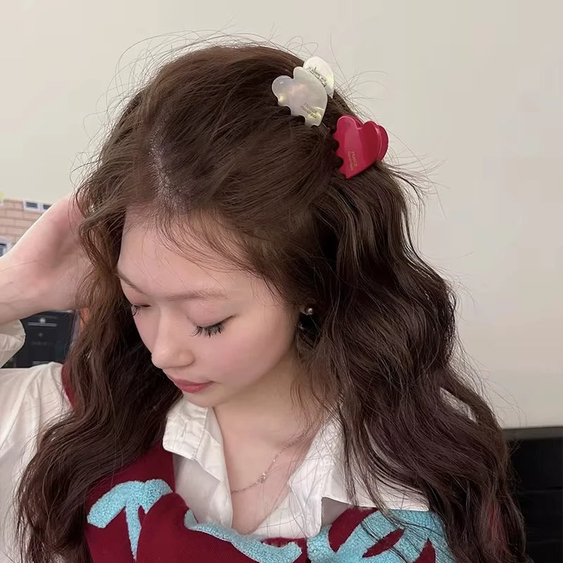 Small Heart-Shaped Hair Claw Clips - Acetate Hair Accessories for Women and Girls