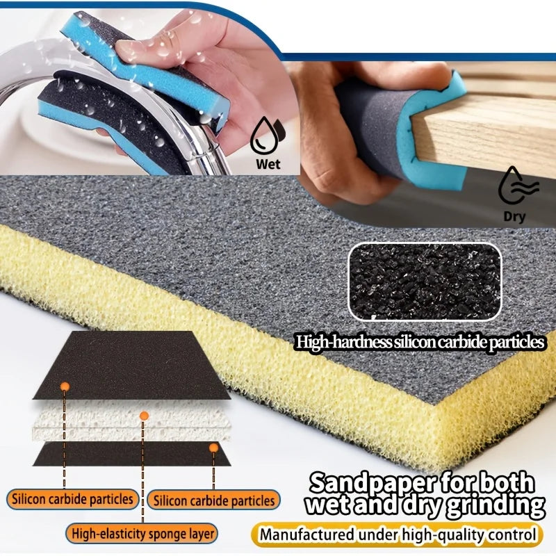 8-Piece Double-Sided Sanding Pads Set for Car & Furniture Polishing - Multiple Grits