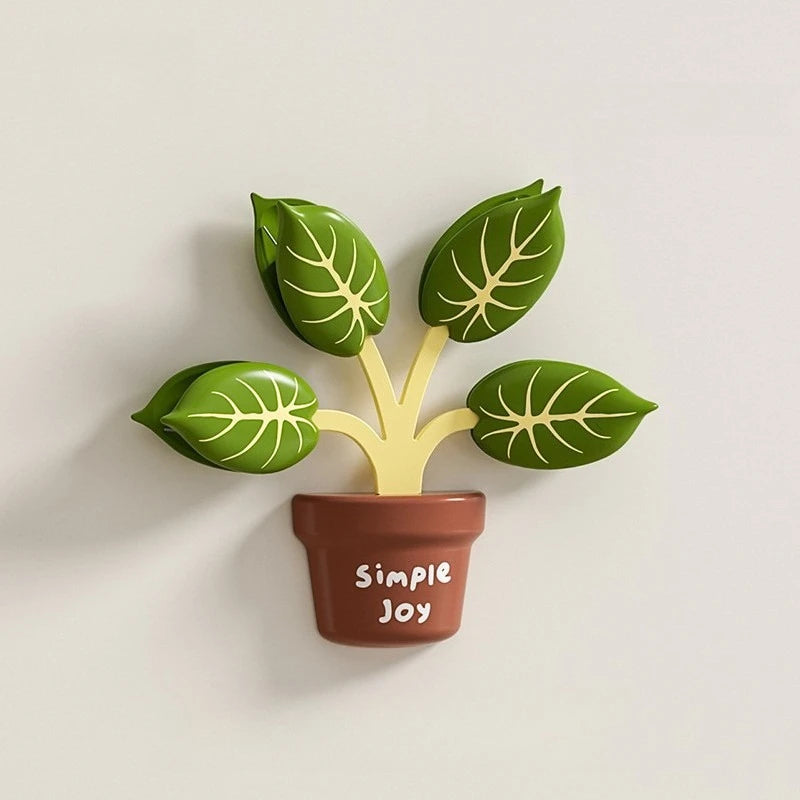 Magnetic Food Bag Clips with Potted Leaf Design - Moisture Proof Kitchen Storage