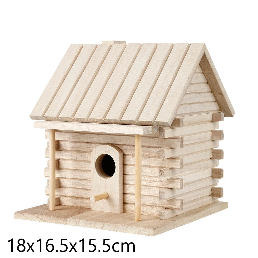 Wooden Mini Bird House Outdoor Hanging Bird Cage Garden Birdhouse Decoration