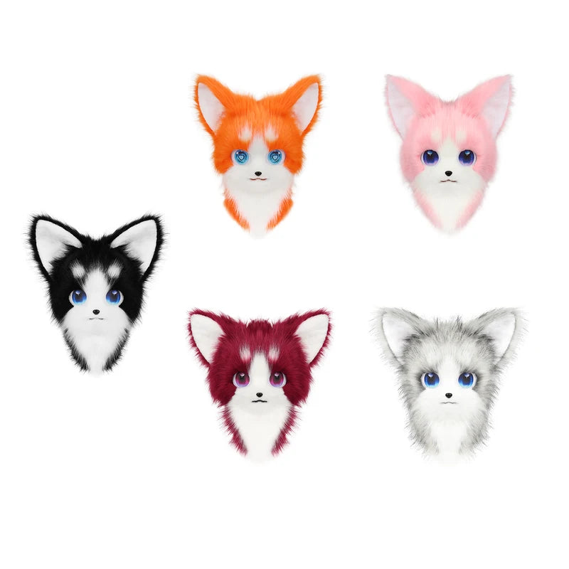Animal Furry Fursuit Head Mask Plush Cat Fox Costume Prop for Halloween Cosplay