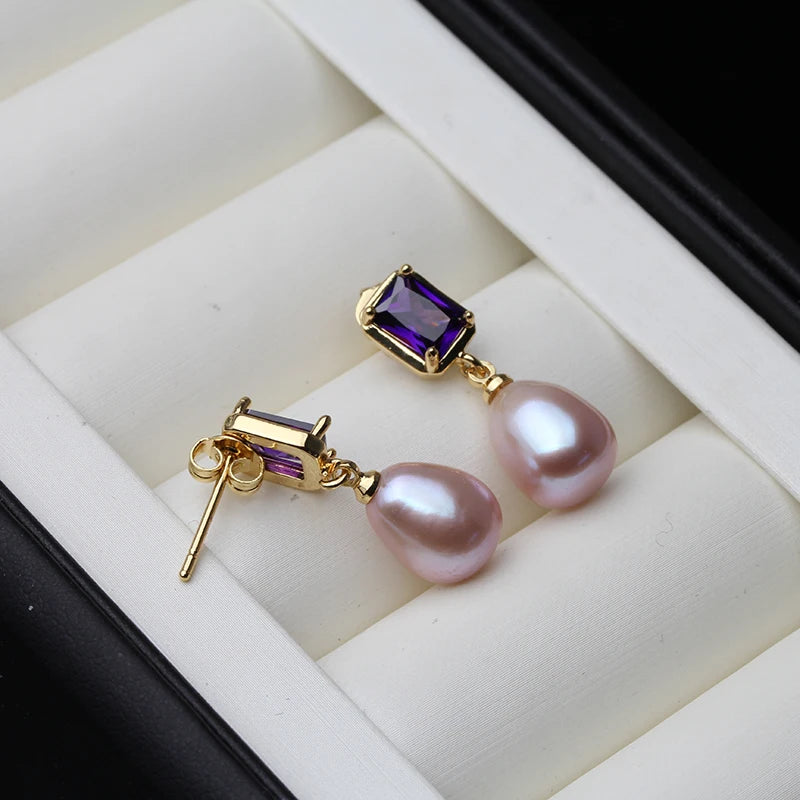 Freshwater Pearl Earrings for Women Dangle Jewelry Wedding Silver Pearl Earrings