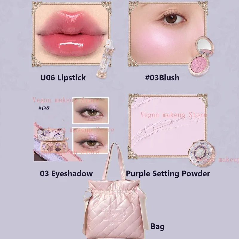 Vegan Makeup Gift Set with Eyeshadow, Blush, Lipstick – Complete Face & Eye Collection